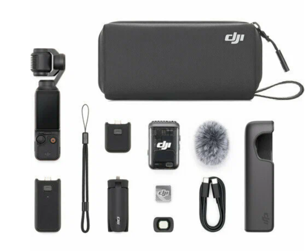 Экшн-камера DJI Osmo Pocket 3 Creator Combo, черная, с 4K видео, стабилизацией и аксессуарами для контента.