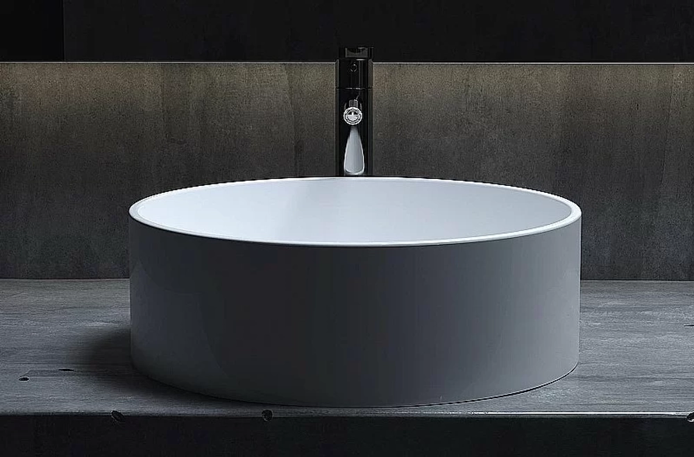 Раковина накладная Salini Armonia 02 130112G 45 из искусственного камня S-Sense, белая глянцевая