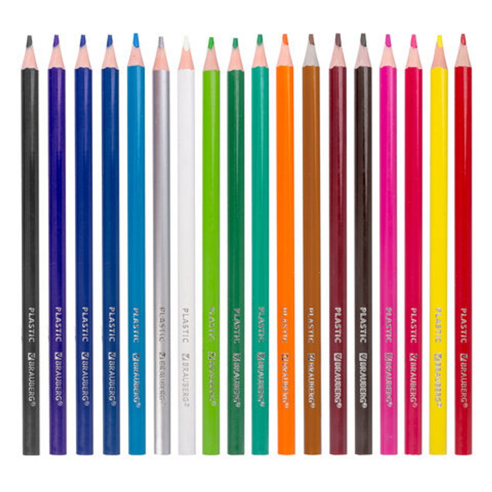 Карандаши цветные пластиковые BRAUBERG PREMIUM, 18 цветов, трехгранные, грифель мягкий 3 мм, 181662