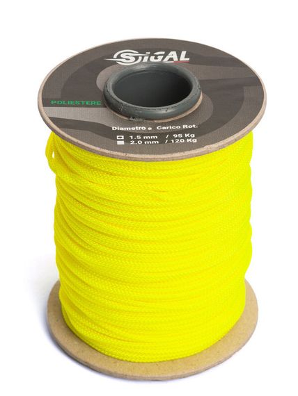 Линь Sigalsub Yellow Fluo Polyester 120 кг ø2 мм 1 метр (в катушке 100 м)