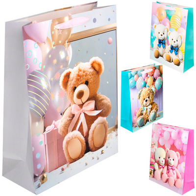 Пакет 30х12х40см FG250705005C мишки с шарами