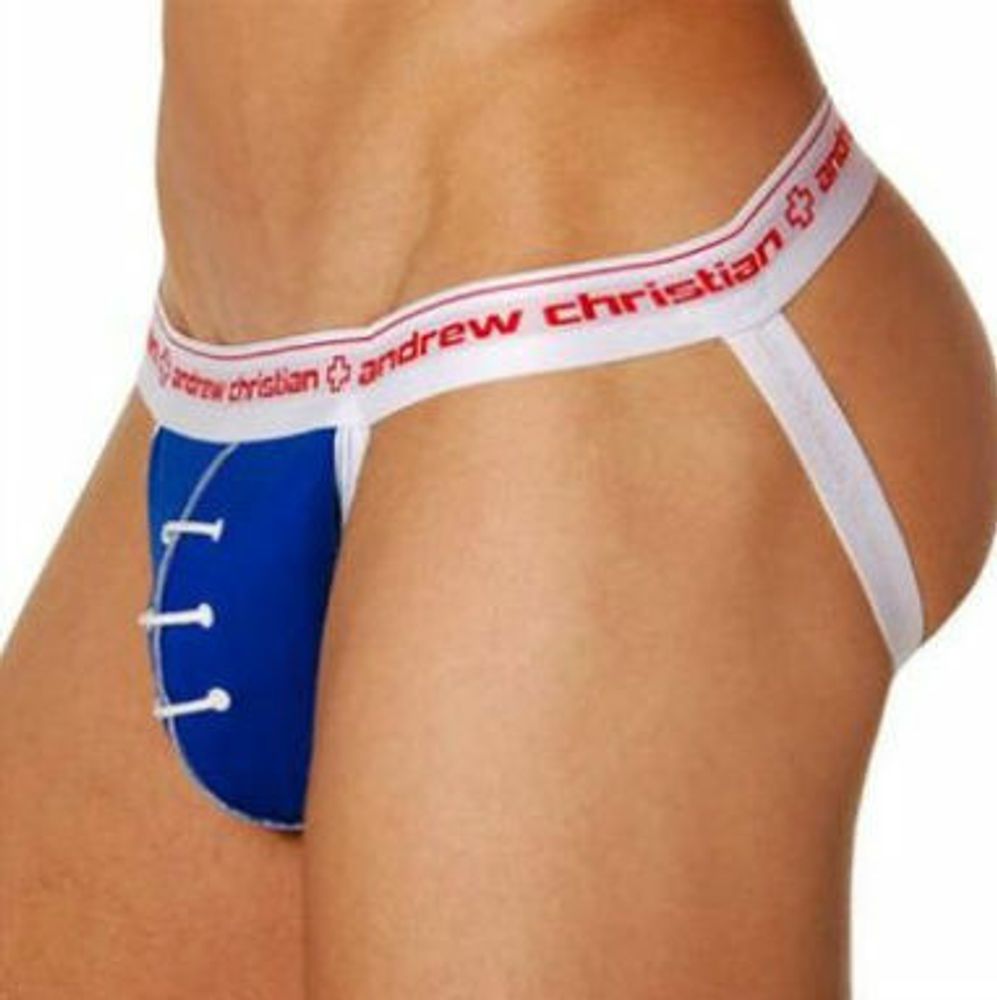 Мужские трусы джоки Andrew Christian Blue Footbal Jockstrap