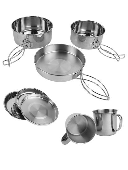 Набор туристической посуды 8 предметов Kamille KM 2119 из нержавеющей стали