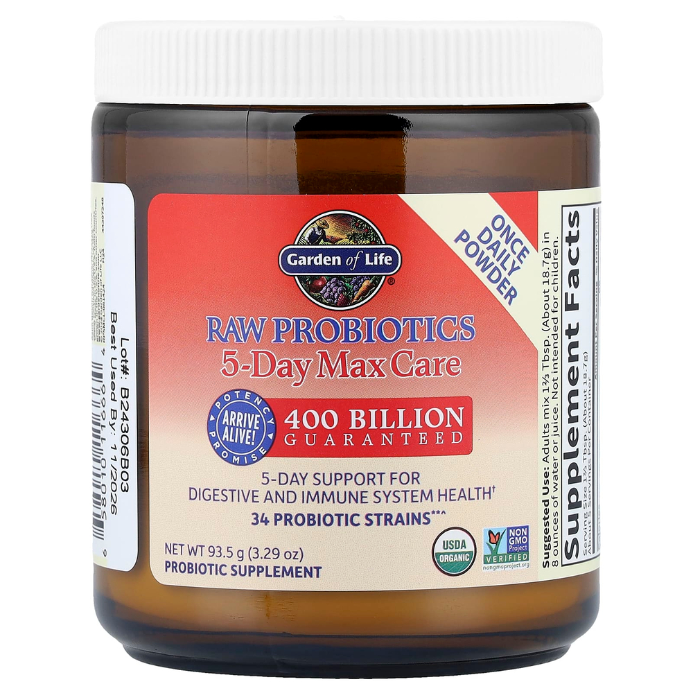 Garden of Life, RAW Probiotics, 5-Day Max Care, 93,5 г (3,29 унции)