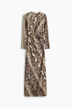 H&M - Stella McCartney Платье из сетчатой ​​ткани с узором под змеиную кожу, бежевый
