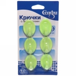 Крючки пластиковые в наборе 6шт на липкой основе «ИДЕЯДОМА», форма овал, цвет зелёная мята, нагрузка 1,5кг