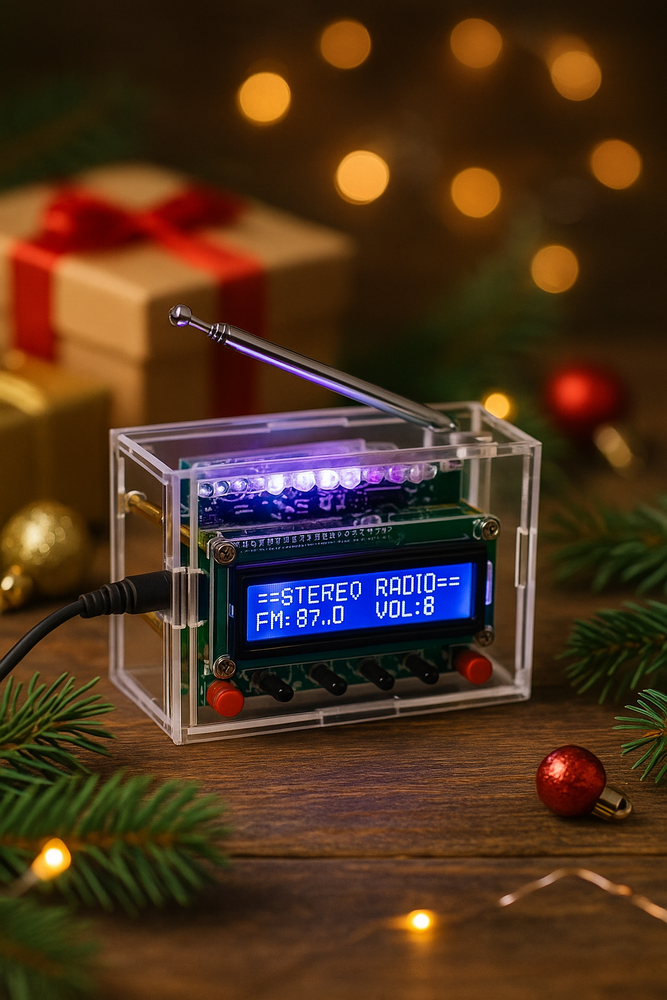 Набор для самостоятельной сборки и пайки &quot;Электронный радиоприемник с корпусом и ЖК экраном&quot;