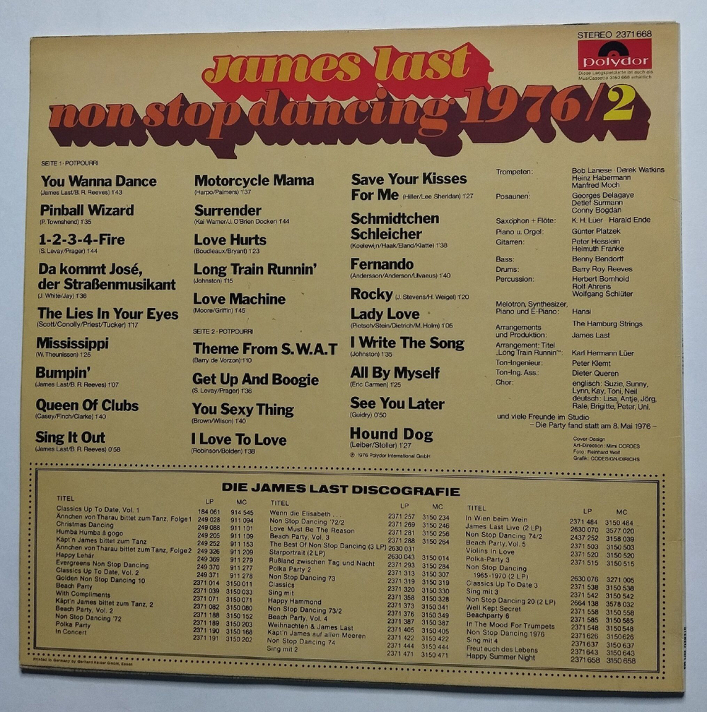 Винтажная виниловая пластинка LP James Last Non Stop Dancing 1976/2 (Germany 1976)