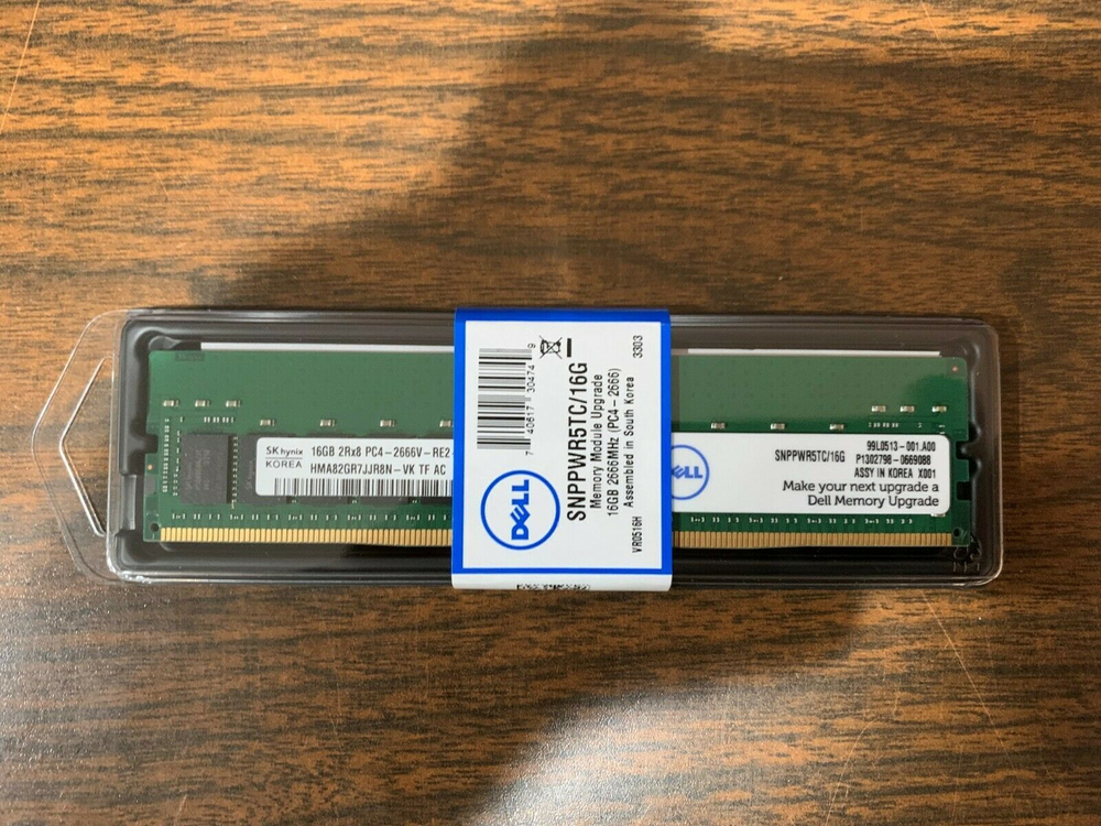 Модуль памяти DELL 16GB 2667Mhz 2RX8 DDR4 PC4-2667V RDIMM Server RAM Memory SNPPWR5TC/16G, 370-ADND