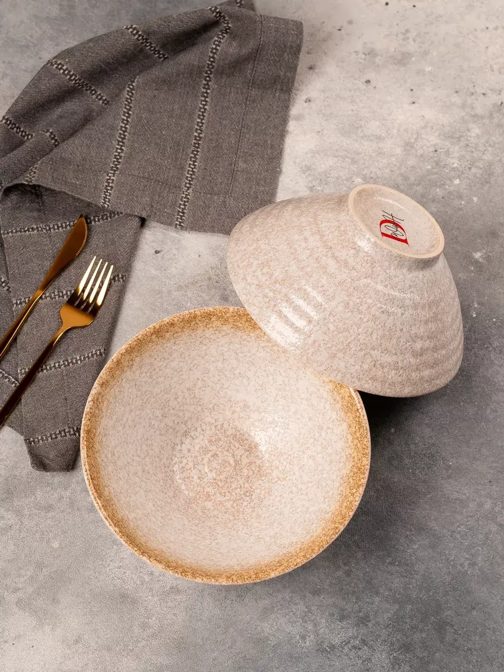 Набор посуды 2 тарелки глубокие охра фарфор салатник 20 см