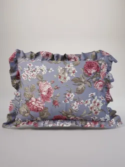 Декоративная наволочка с рюшами, оборками "Прохоровская роза(новая)" 70х70 см, 1 шт, без молнии