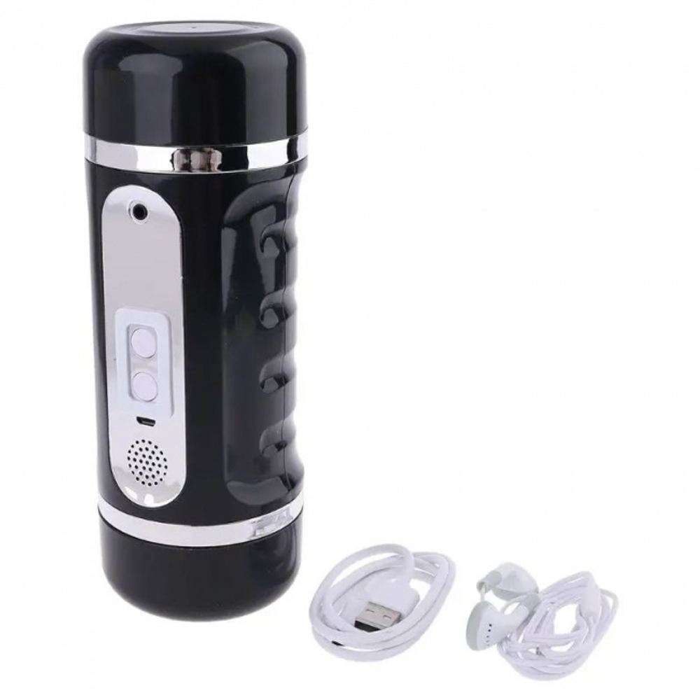 Двухсторонний перезаряжаемый мастурбатор с вибрацией и голосовым сопровождением ROSYLAND (Цвет: черный)