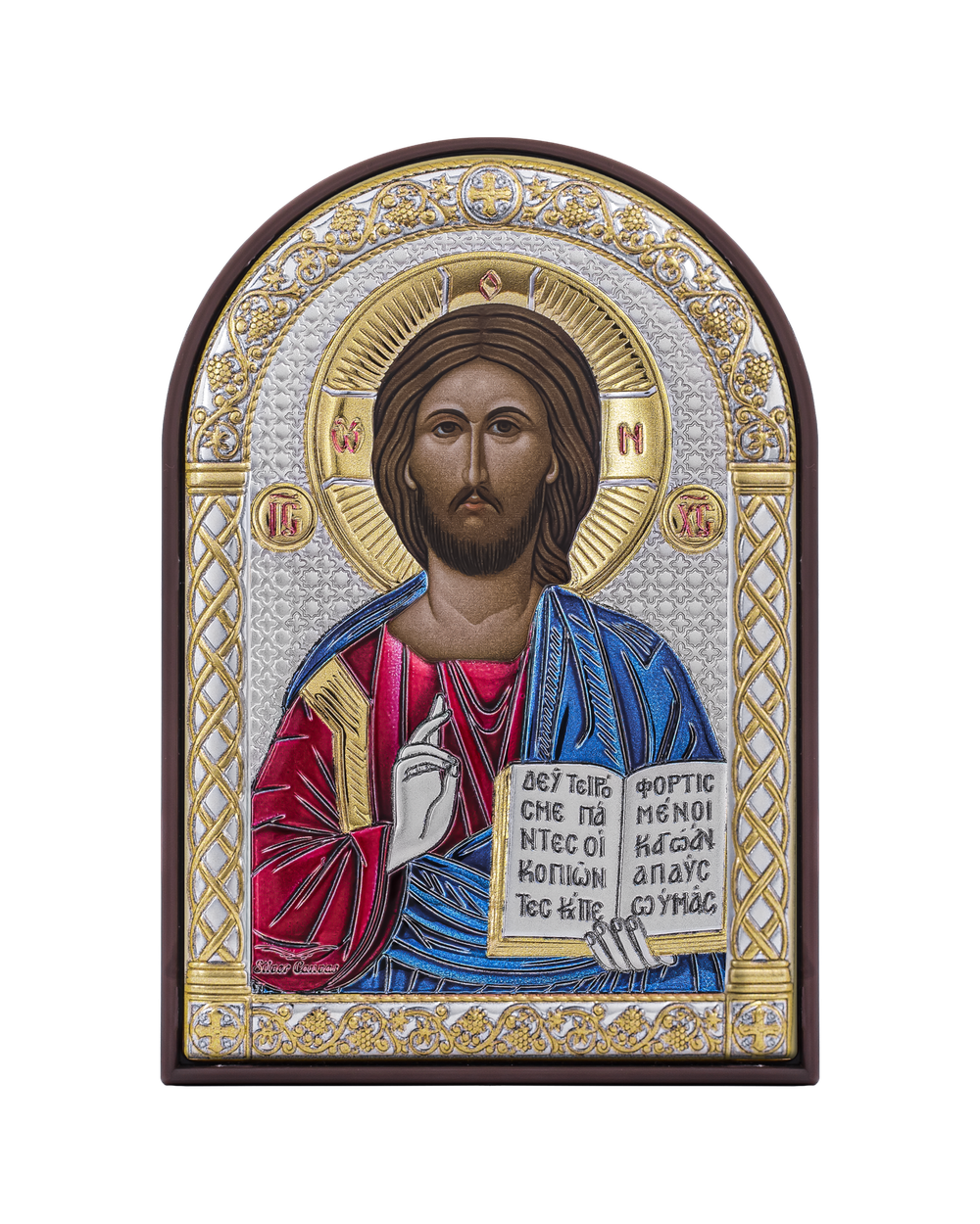 Спаситель, икона арочная, пластик коричневый, эмаль 48x68