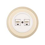 Розетка RJ45 информационная двойная, керамика, цвет белый, декор D6/2 B1-302-01-D6/2