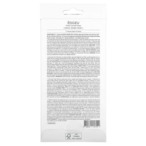 Edgeu, Гелевые обертывания для ногтей Perfect, ENP 310, рецепт щербета, набор из 23 предметов