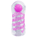 Прозрачный эластичный мастурбатор с лиловым шариком (Цвет: прозрачный)