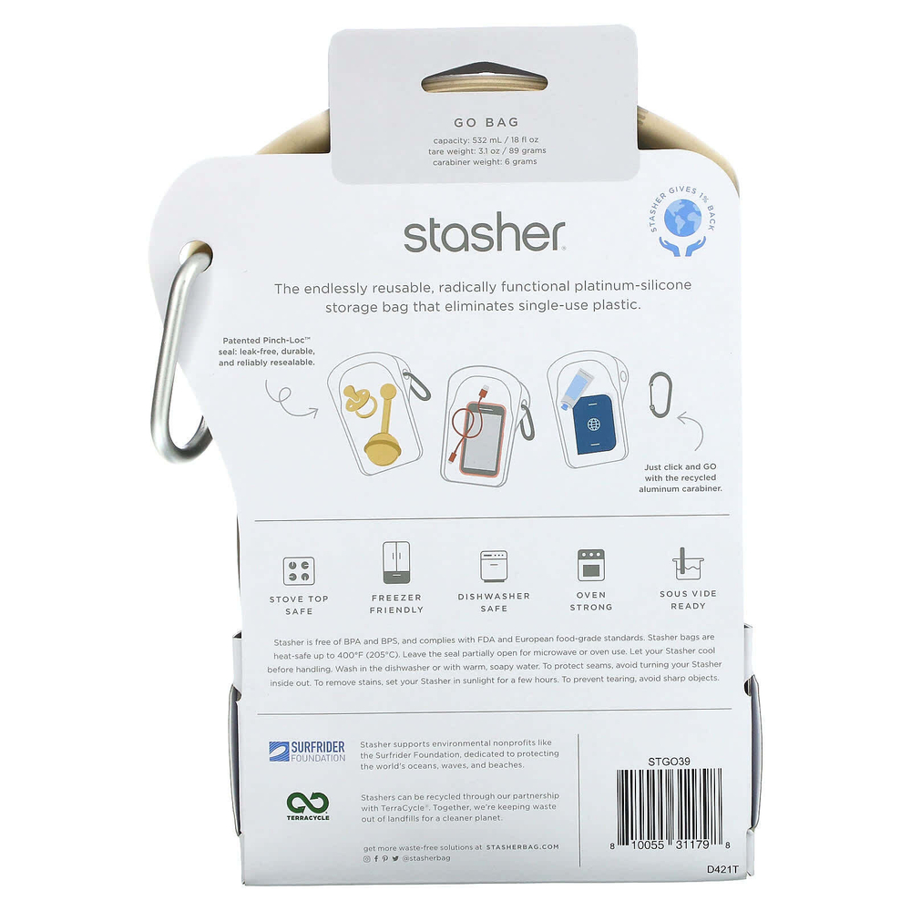 Stasher, Go Bag, черный, 532 мл (18 жидк. унций)