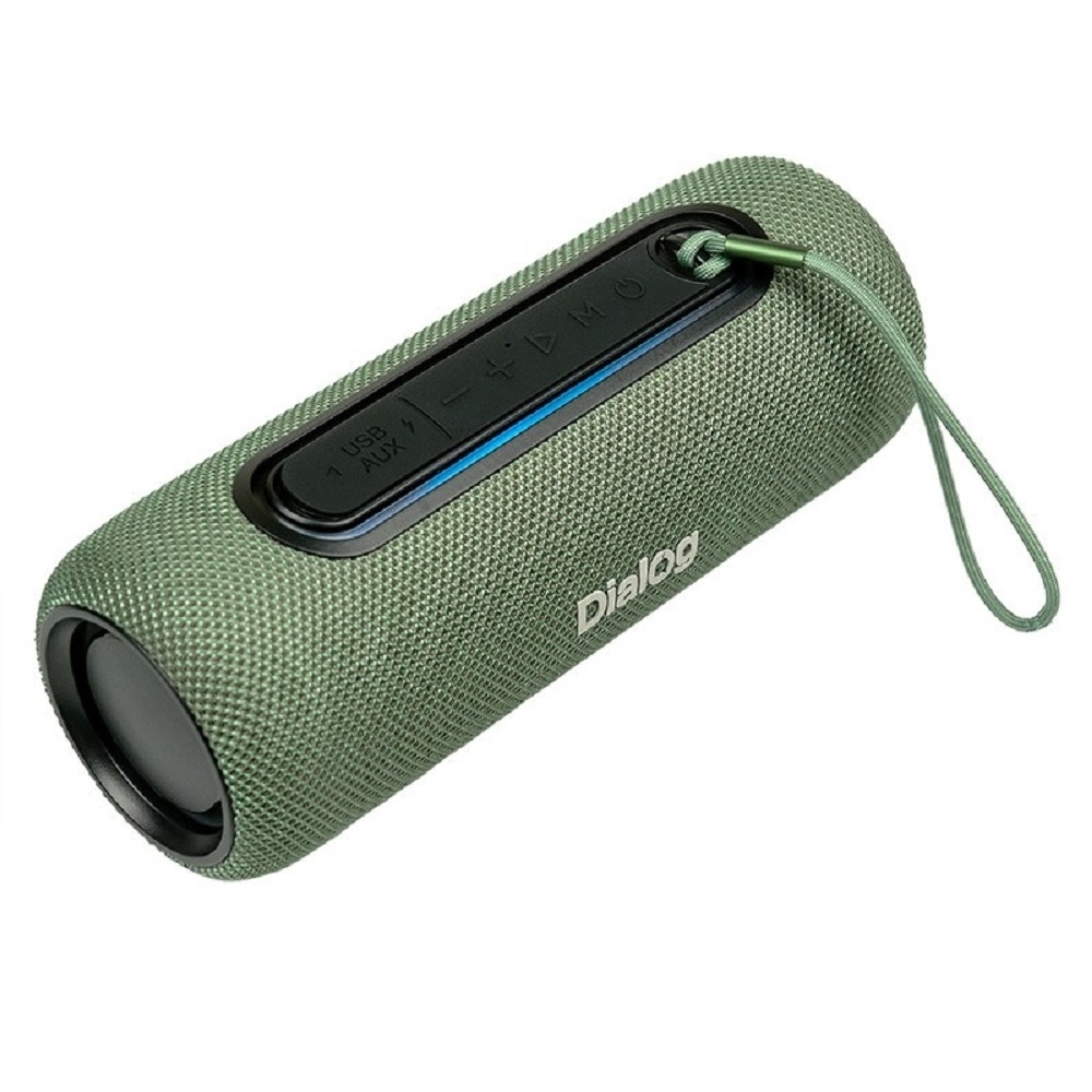 Колонки Dialog Progressive AP-11 GREEN - акуст. колонка-труба, 1.0, 12W RMS, Bluetooth, FM+USB reader