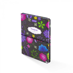 Записная книжка, А6, Yalong, 7БЦ, матовая ламинация, поролон, на резинке, клетка, цветной срез, 80 л., "Вышивка на черном", ассорти