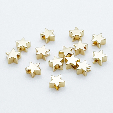 Бусина Звезда, цвет золото, размер 6 мм, цена за 1 шт