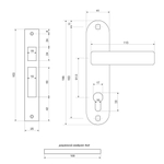 Замок врезной Apecs, 1026/60-CR, ручка в комплект, цилиндровый, хром