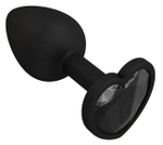 Черная силиконовая пробка с черным кристаллом - 7,3 см.