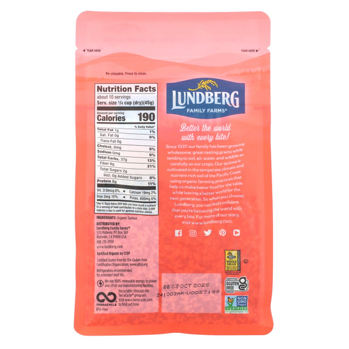 Lundberg, Органическая трехцветная смесь киноа, 454 г (16 унций)