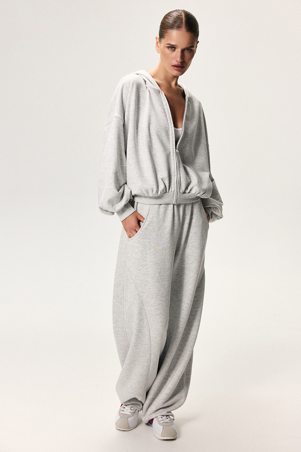 Толстовка на молнии Светло-серый меланж