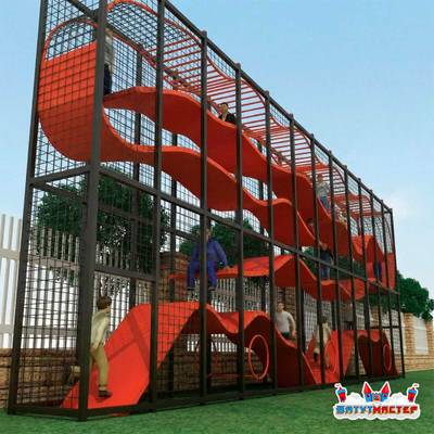 Плоский детский лабиринт «Оранжевая волна», 16×1,2×5 м