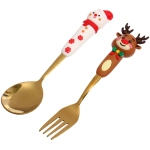 Набор для десерта «Новогодняя семейка» 2предмета (ложка+вилка) в подарочной коробке, золото