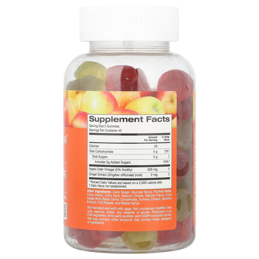 California Gold Nutrition, жевательная добавка с яблочным уксусом, натуральный яблочный вкус, 90 вегетарианских жевательных таблеток