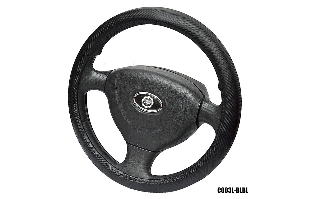 Оплетка на руль круглая Coolpart MAXIMAL (42) к/з черный/черный  C003XL-BLBL