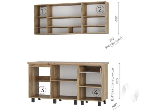 Кухня Вика 1;6 (крафт/белый)