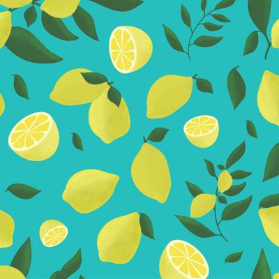 Лимоны на бирюзовом фоне