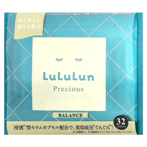 Lululun, Precious Balance, косметические маски для лица, зеленые 4FB, 32 шт., 500 мл (17 жидк. унц.)