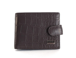 Стильный тёмно-коричневый кожаный кошелёк с зажимом для денег из натуральной кожи с карманом для мелочи 063-DC9-16B