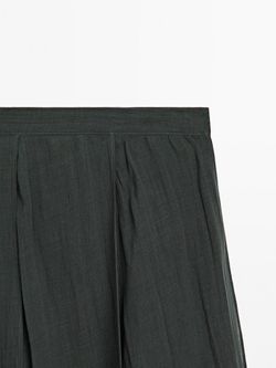 Massimo Dutti Юбка миди из хлопковой смеси, утиный зеленый