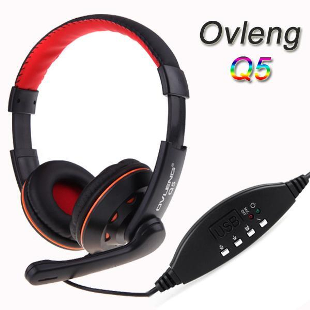 Игровые наушники OVLENG Q-5 USB (черный)