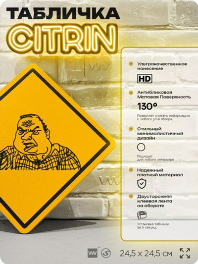 Табличка мем "Мужик с кулаком" шуточная прикольная табличка на дверь и стену, для офиса и дома, декоративный знак, 24,5х24,5 см, пластиковая, Айдентика Технолоджи