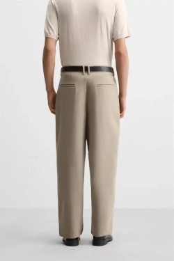 ZARA БРЮКИ СВОБОДНОГО КРОЯ СО СКЛАДКАМИ, СВЕТЛЫЙ РЫЖЕВАТО-КОРИЧНЕВЫЙ