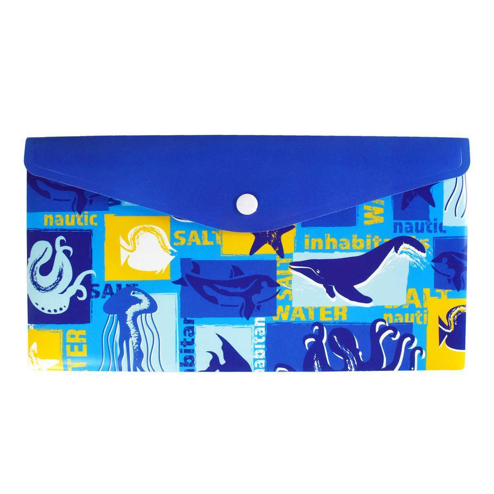 Папка-конверт на кнопке 26*14см 1 отд. "Водный мир (Феникс+)