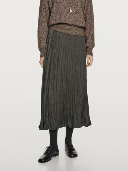 Massimo Dutti Длинная струящаяся плиссированная юбка, серый
