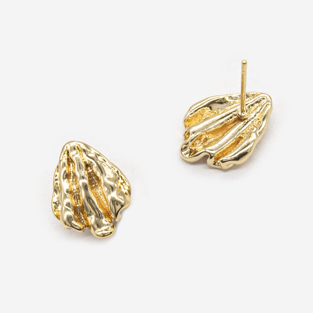 Швензы "Ракушка", 14,5*11мм, гвоздик из серебра, позолота