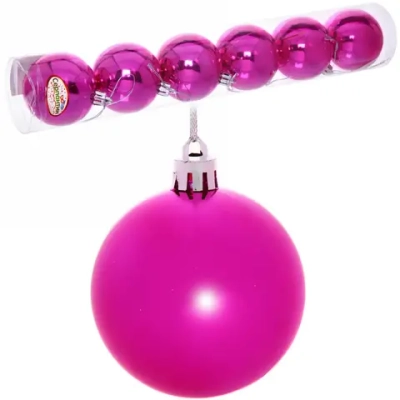 Новогодние шары 6 см (набор 6 шт) «Глянец», розовый