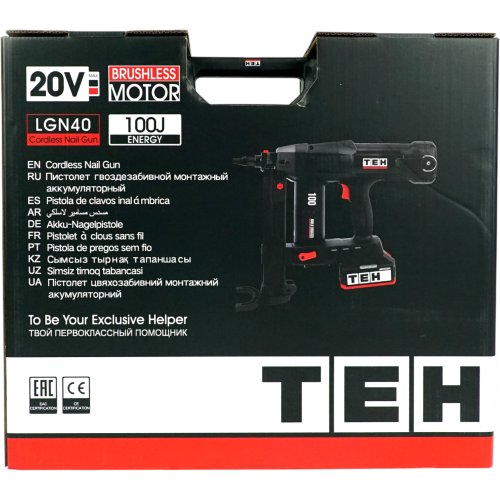 Пистолет гвоздезабивной монтажный аккумуляторный 20V (без АКБ и ЗУ) TEH LGN40