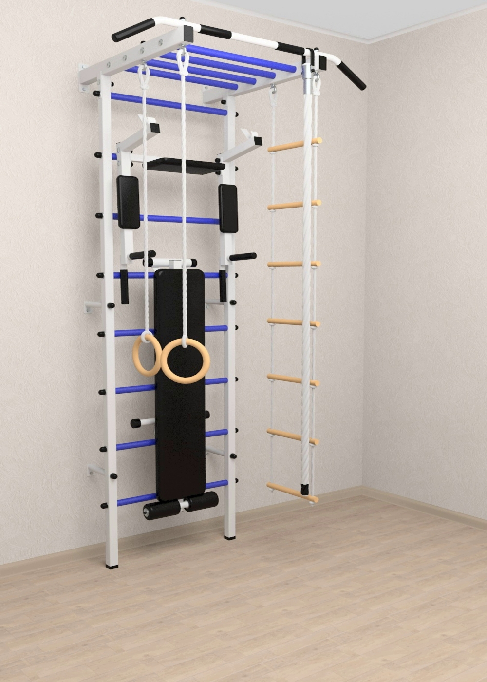 Шведская стенка Sv Pro рукоход 855 (Турник Pro рукоход/Брусья/стойка/Скамья/Канат/Kольца/Лестница)