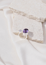 Кольцо «Дуо» с овальным аметистом и белым топазом