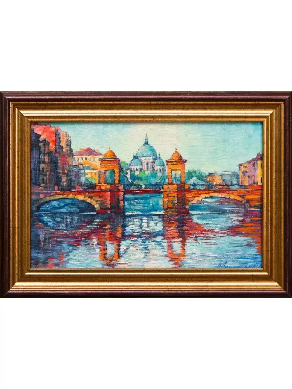 Картина маслом Утро Ломоносовский мостик Леонтьев
