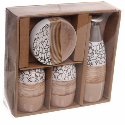 Набор для ванной из 4-х предметов керамический «Гермес» бело-черный