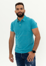 Поло Bowery NYC однотонное Slub Pagoda Blue